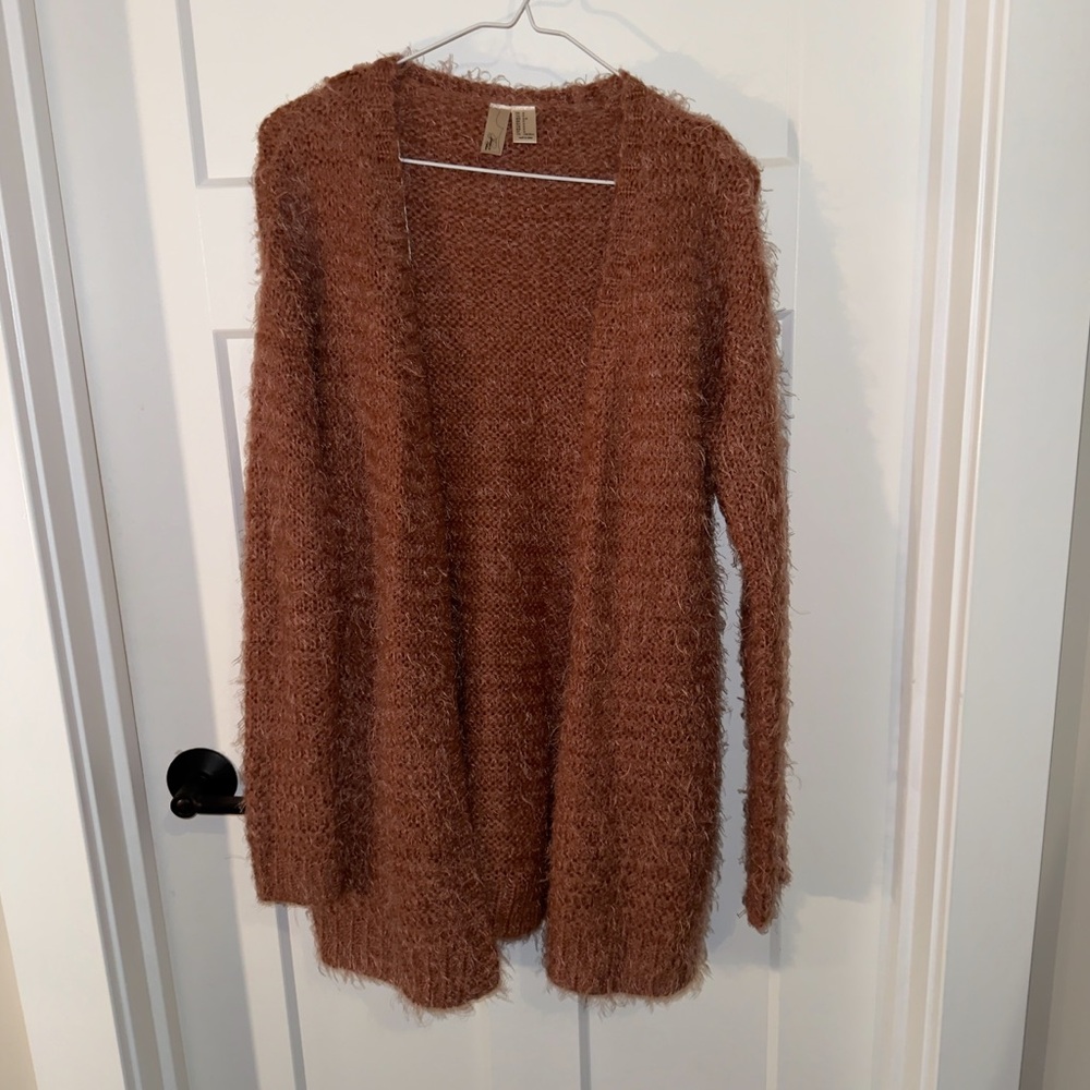 Forever 21 Fuzzy Dusty Pink Cardigan